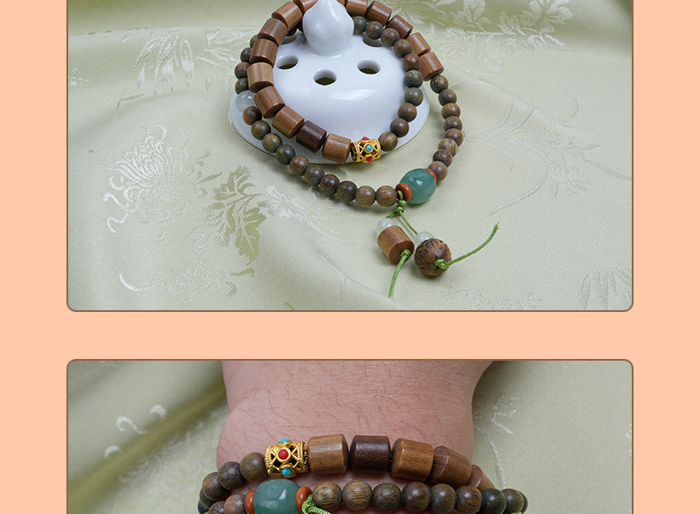 复古绿檀手串女森系学生手链情侣佛珠手串檀香手串中国风设计佛珠详情8
