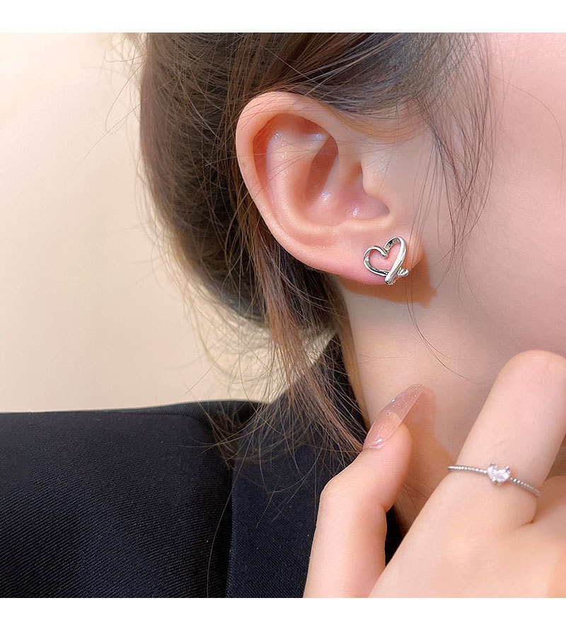 韩版金属风爱心无耳洞耳夹女小众简约气质银色耳环百搭个性耳饰品详情17