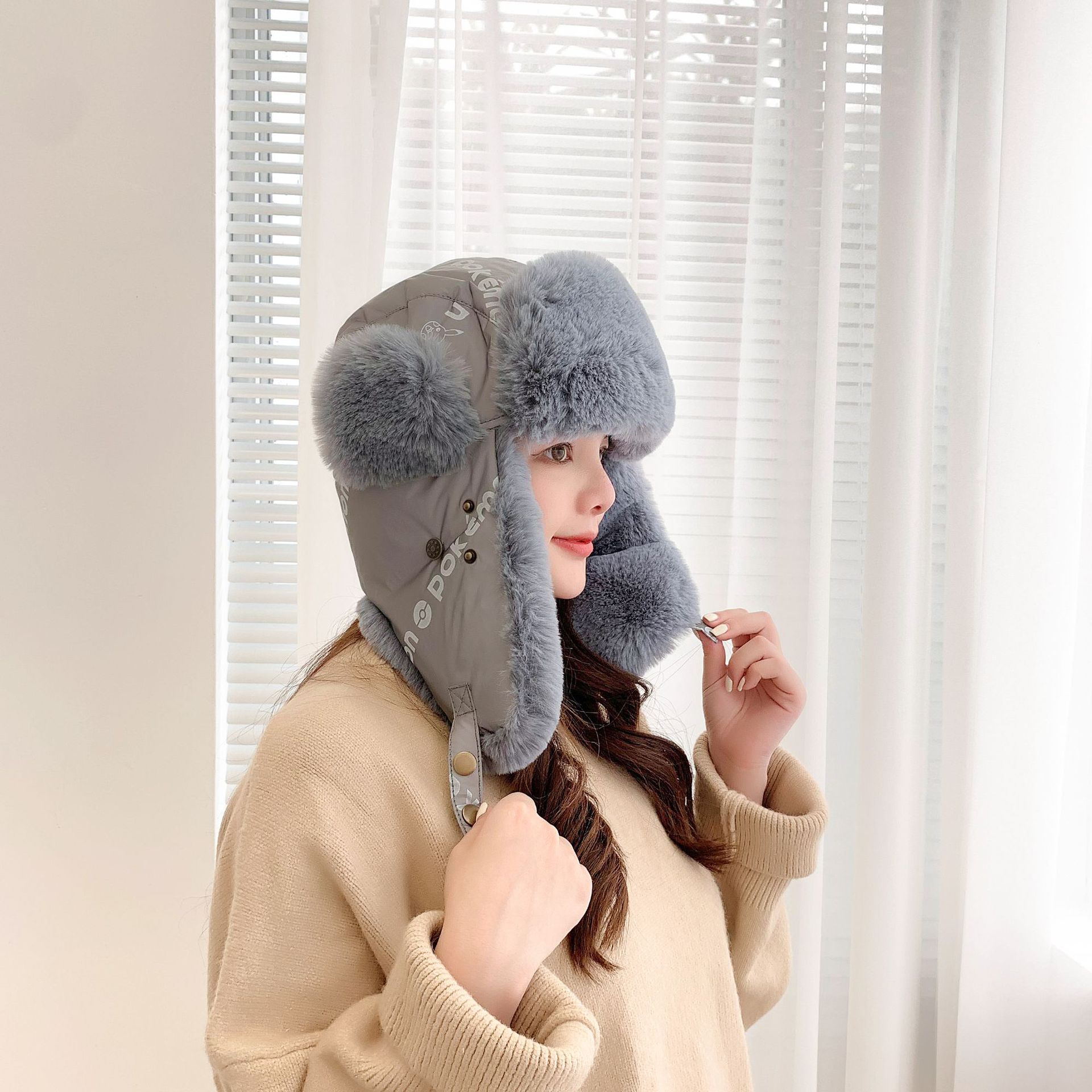 跨境反光雷锋帽带口罩骑车防风男护耳脖东北滑雪冬季帽子女保暖帽详情6