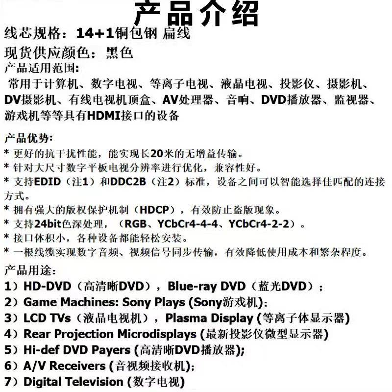 HDMI扁线1.5m 高清线 电脑显示器连接线详情2