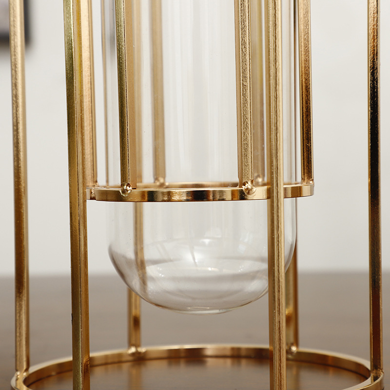 Light luxury style vase ornaments, living room dry flowers, hydroponic decorative flowers, entrance hall dining table, ironwork, glass transparent vases pic 4