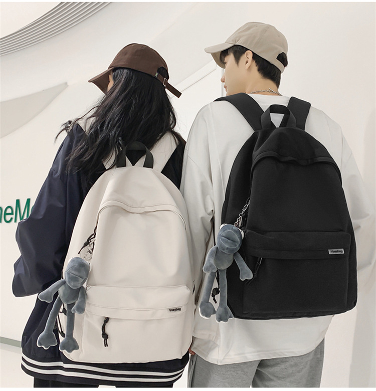 A large-capacity, ins, trendy and cool, canvas, simple grey backpack for boys in junior high school, senior high school and college pic 14