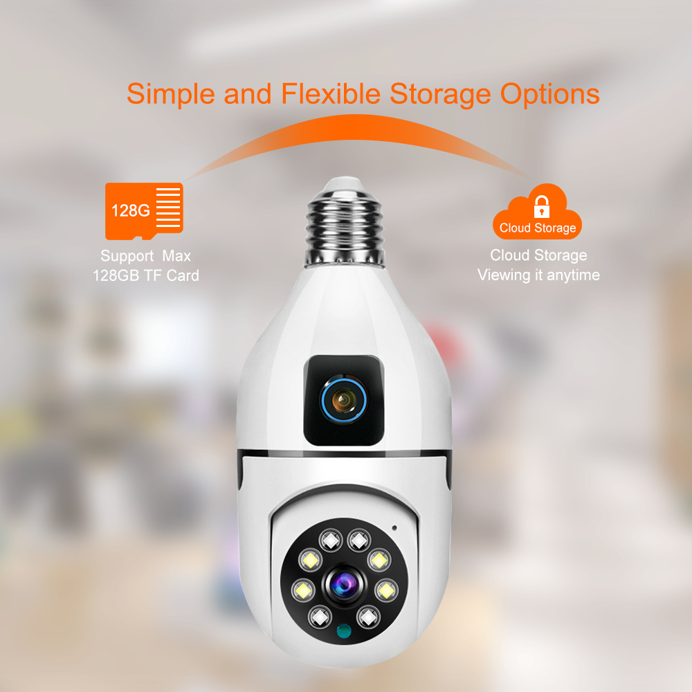New dual-eye wireless bulb camera factory wholesale WIFI panoramic pan-tilt home indoor lamp socket monitor pic 5