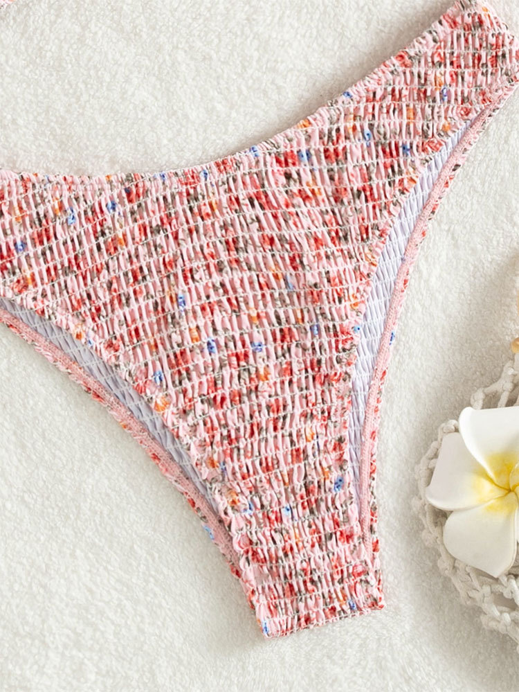 2023 new European and American style floral print sexy bikini high-waisted, form-fitting sexy halter swimsuit pic 9