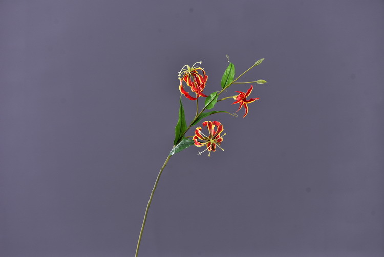 Lanjin artificial Plant Long Branch 3-head Jialan Flame Lily, high-end artificial flower, artificial flower, artificial flame lily, strange lily, home decoration pic 13