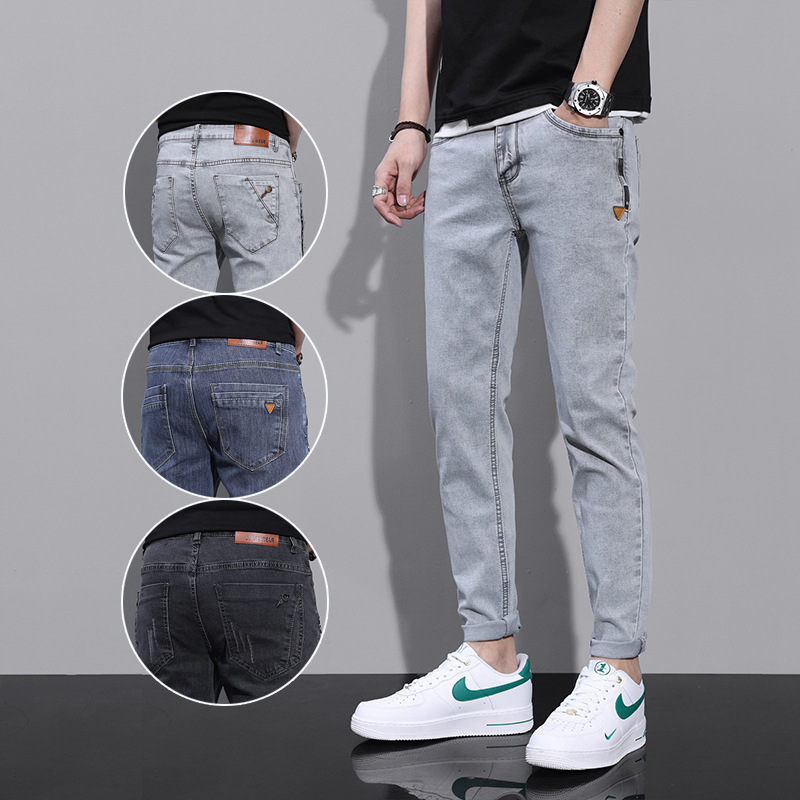 主推四季款男士修身长裤百搭黑白色帅气韩版弹力小脚牛仔裤男青年详情6