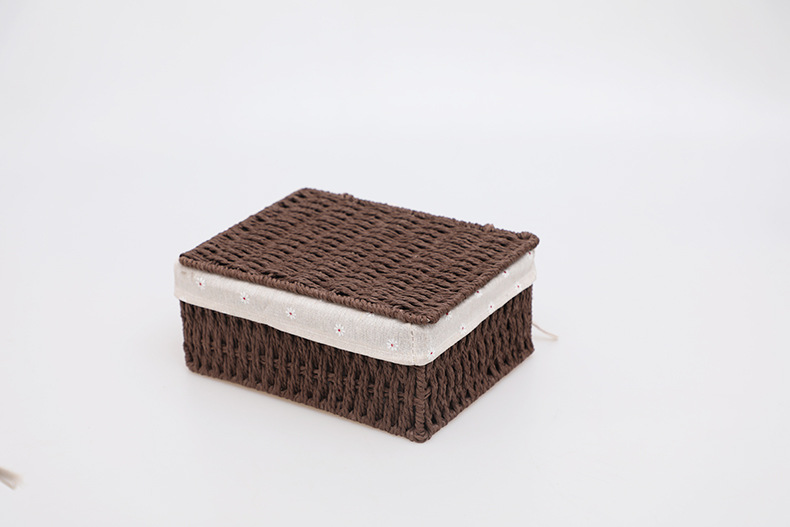 Imitation rattan woven fabric storage basket, dirty clothes, socks, tissue storage box, rectangular dried fruit and snack storage basket set pic 24