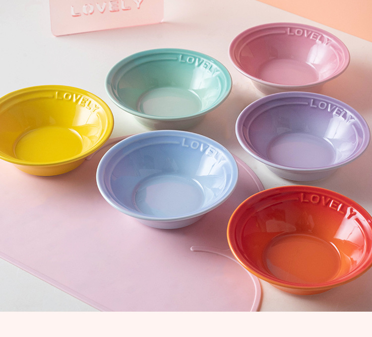 Cool color plate, Nordic-style ceramic pet bowl, multiple colors to choose from, cat and dog food bowl, water bowl, acrylic stand design, selected pet supplies, Kung Fu tea set style pic 13
