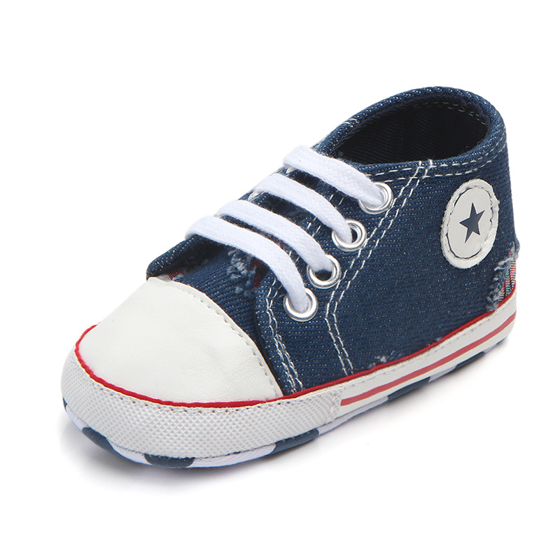 Wholesale of baby shoes for foreign trade, baby shoes, lace-up denim, perforated walking shoes 1247 pic 7