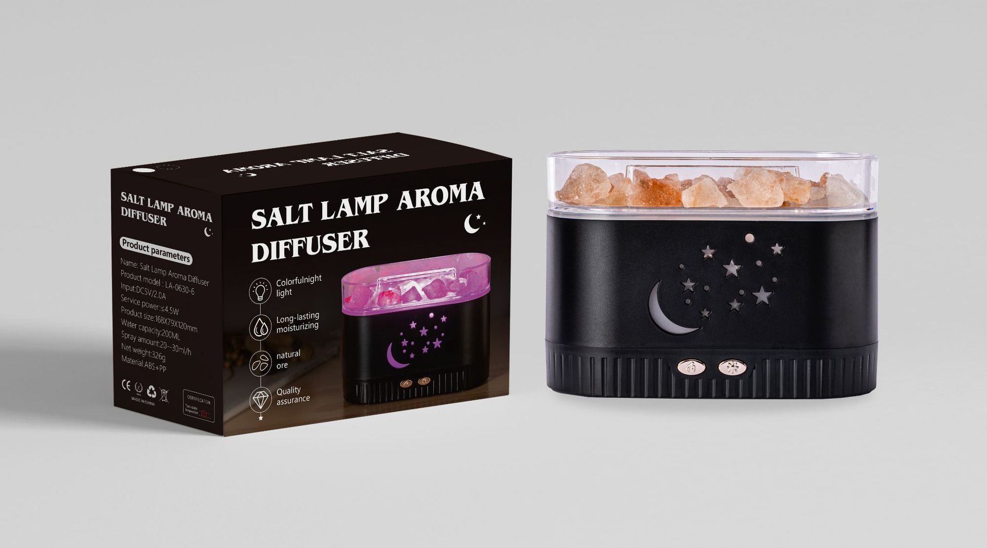 2025新款创意水晶盐香薰机七彩夜灯静音加湿器家用自动喷香香薰机详情16