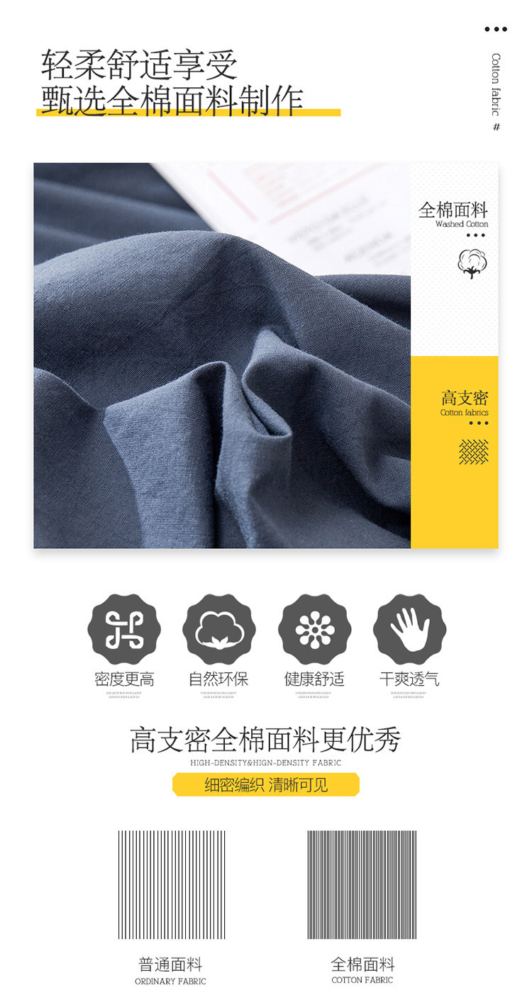 100纯棉撞色双拼四件套床上用品被套床单床笠适合裸睡四季通用详情5