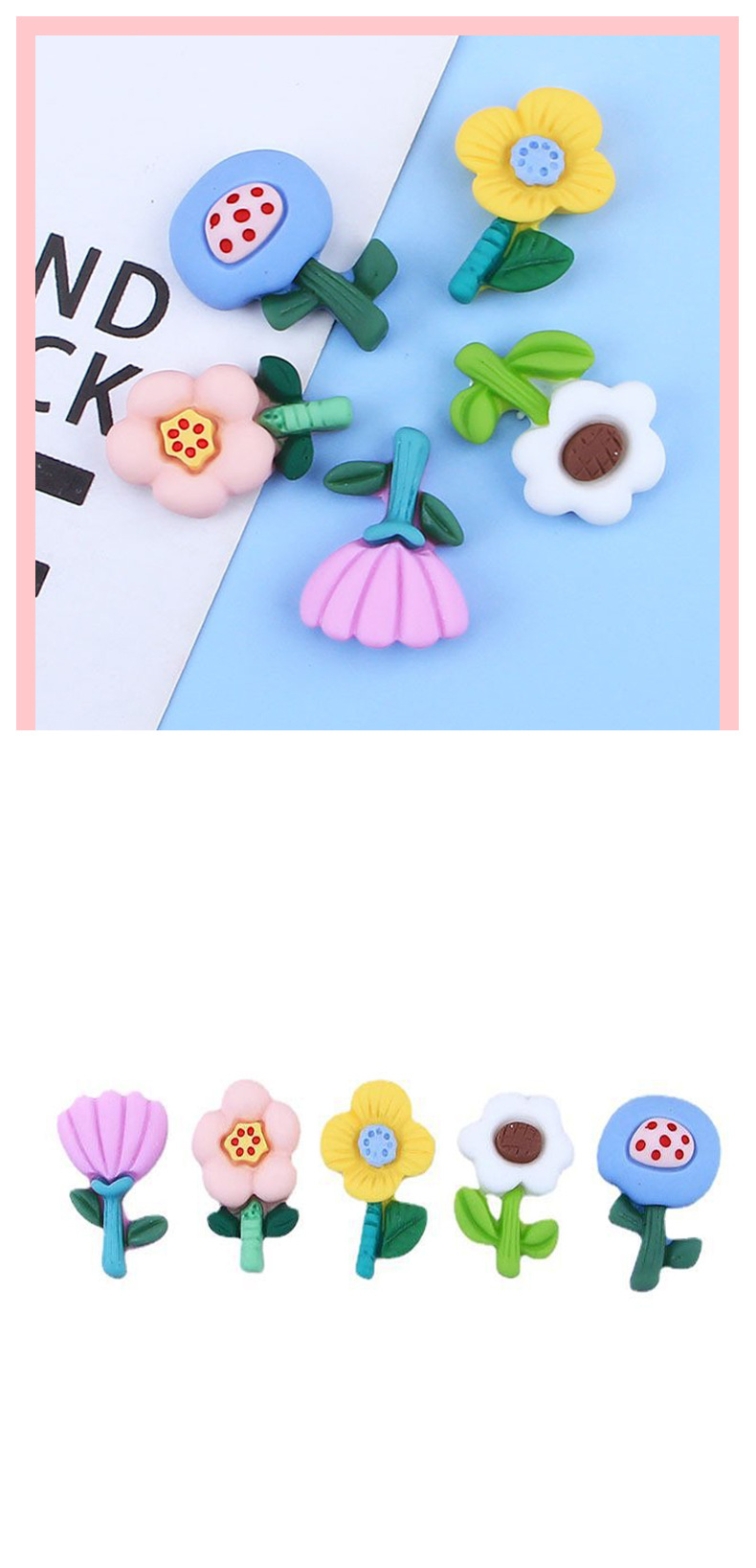 可爱花朵奶油胶树脂小配件diy手工制作手机壳发抓夹饰品材料贴片详情10