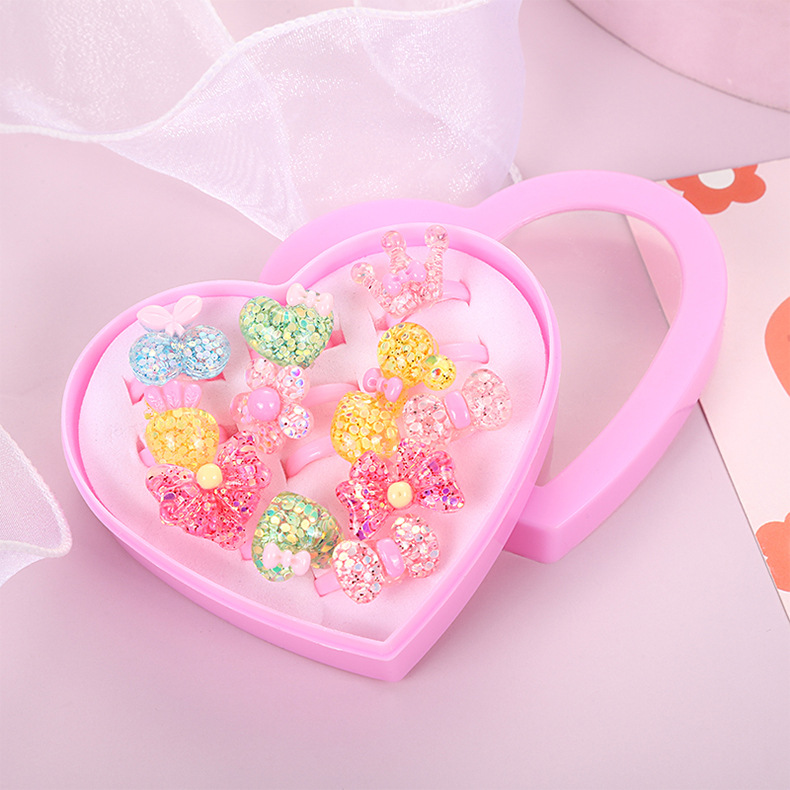 儿童可爱树脂宝石戒指 卡通糖果色小女孩公主首饰幼儿园礼品玩具详情13