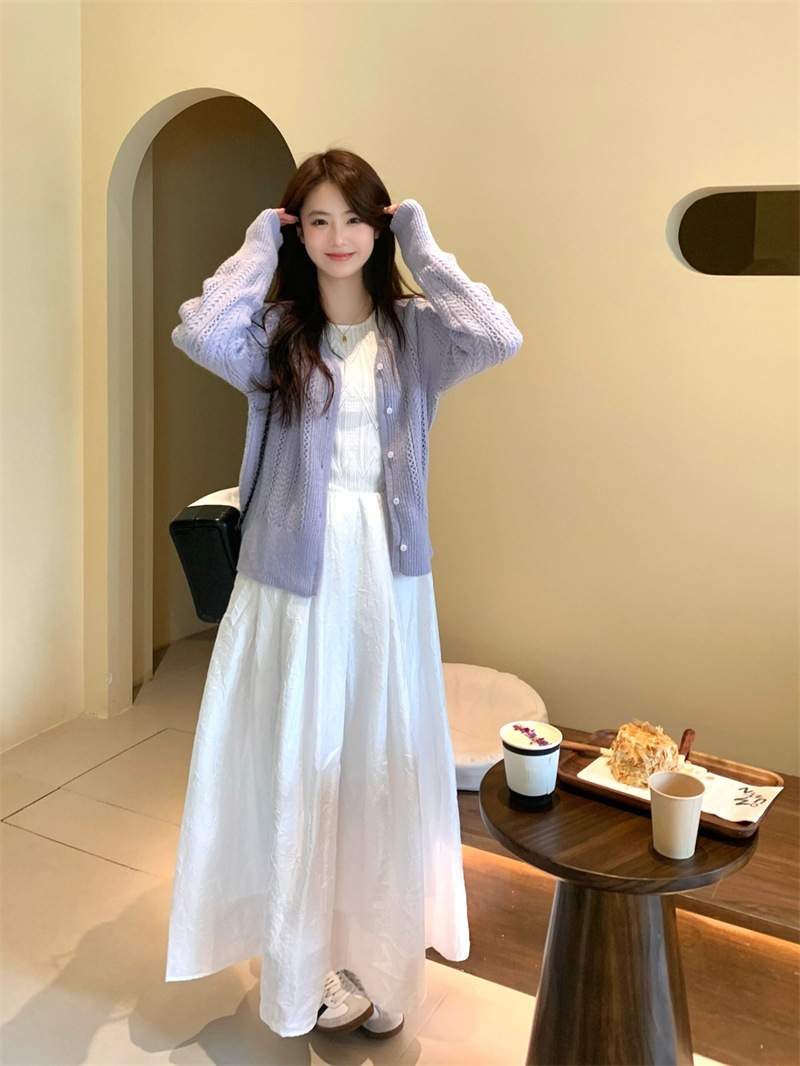 【 Ruida 】 Early Spring 2024 Spring New high-end white dress, cut-out dress, French-style long dress pic 3