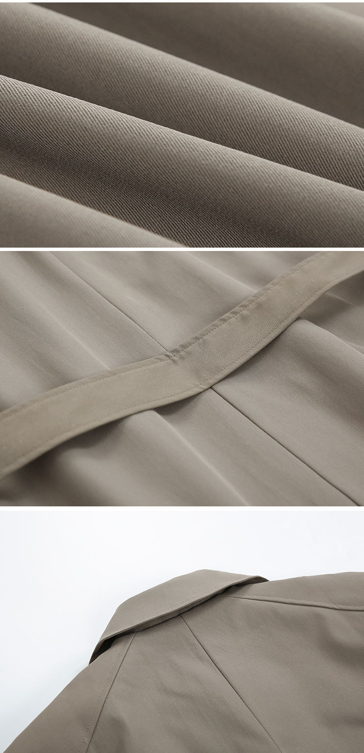 MYQ秋季韩版宽松纯色翻领男士中长款风衣卡其色披风轻熟外套男详情17