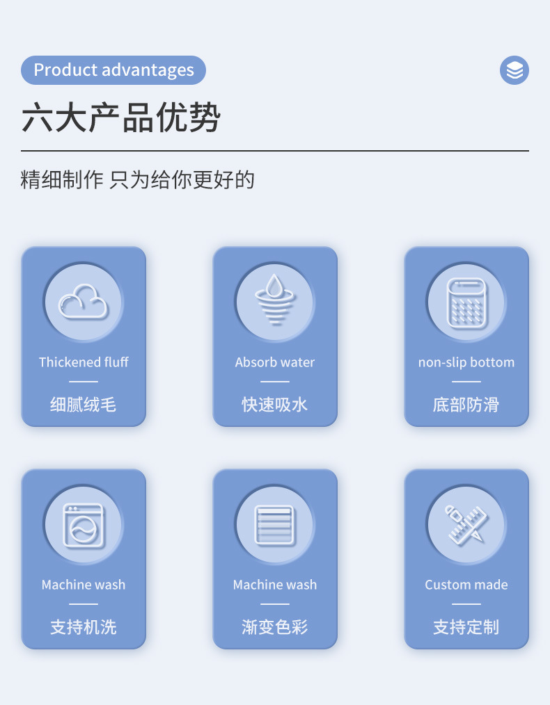 雪尼尔卫生间吸水地垫 康乐屋pvc底防滑大门口垫 浴室防滑垫脚垫详情3