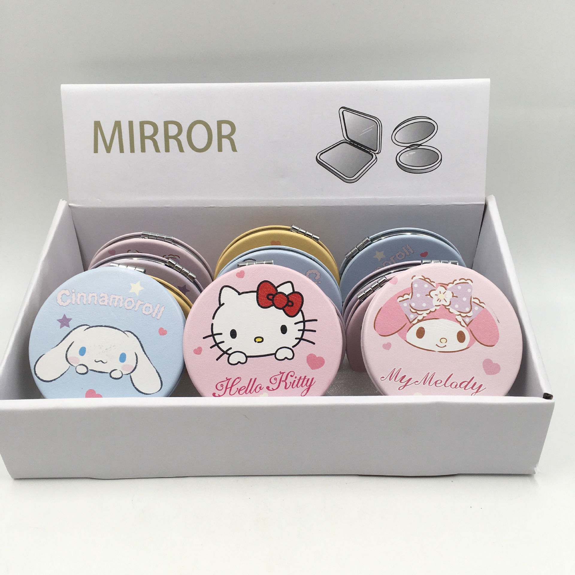 Cartoon and anime family flip mirror PU makeup small mirror, Kuromi Melody Twin Star Cinnamon Dog mirror pic 1