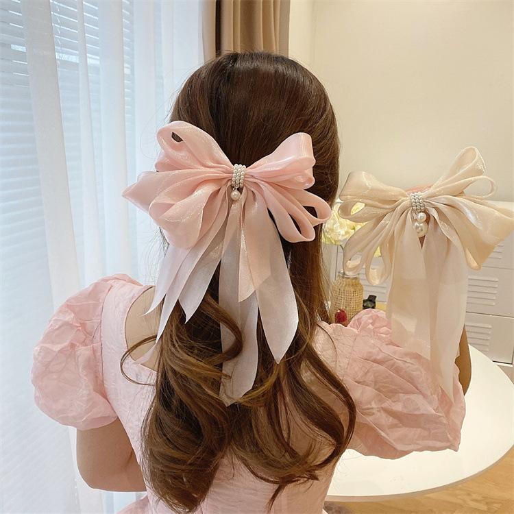 Korean Ogensa Spring/Summer velvet oversized bow spring/summer hair clip for women, hair clip at the back of the head, hair accessory for women pic 4