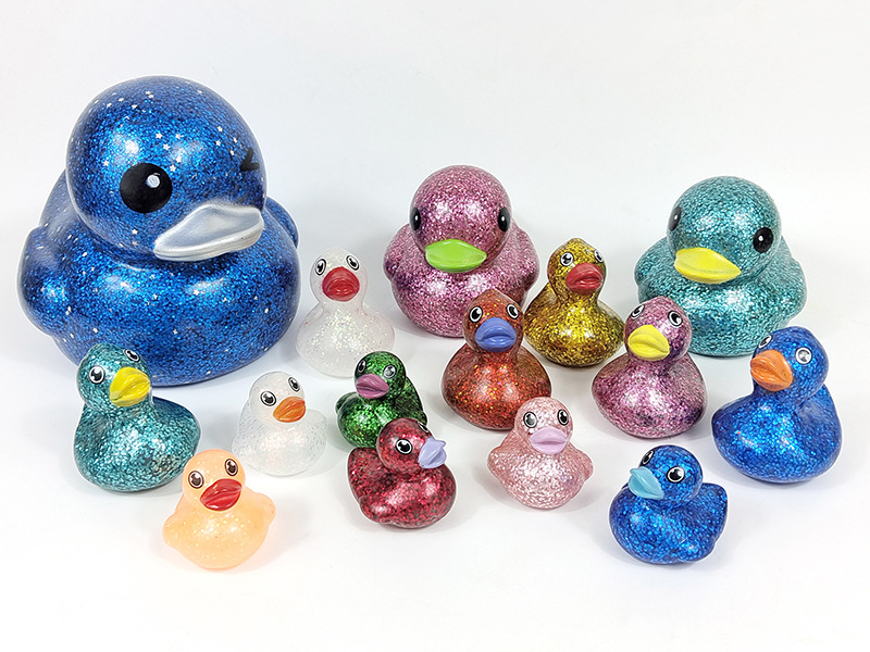 跨境热销儿童洗澡鸭子玩具 创意金粉亮片戏水鸭子卡通玩具小黄鸭详情4