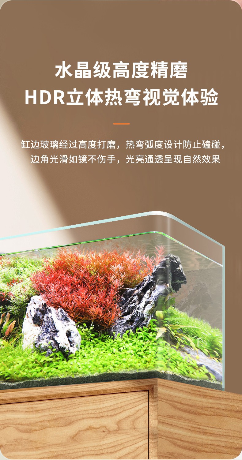 yee Fish Tank Glass gold Crystal ultra-white Small desktop aquarium, home aquatic plant ecological small fish tank, living room fish tank pic 9