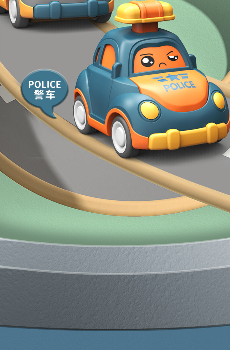男孩玩具卡通帽子按压车惯性滑行萌趣表情警察车儿童回力小车车详情13