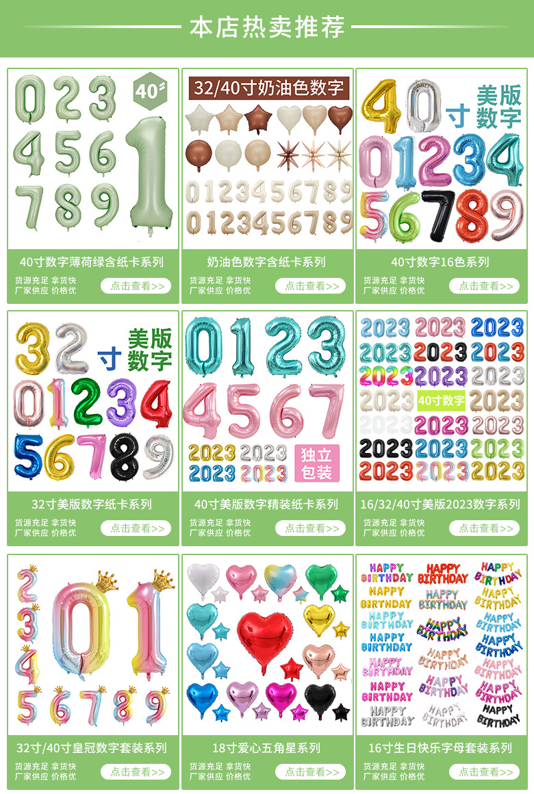 32寸40寸渐变数字迷你皇冠 生日派对装饰背景铝膜气球批发详情2