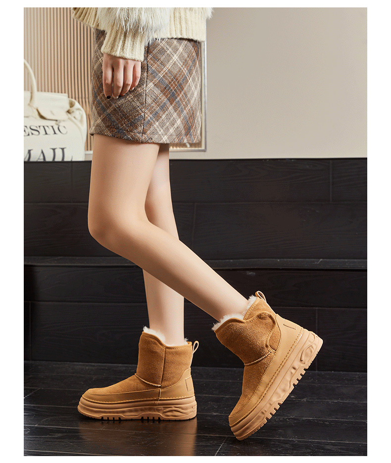 真皮羊毛雪地靴女2024冬季新款厚底增高女靴保暖加绒靴子休闲棉靴详情3