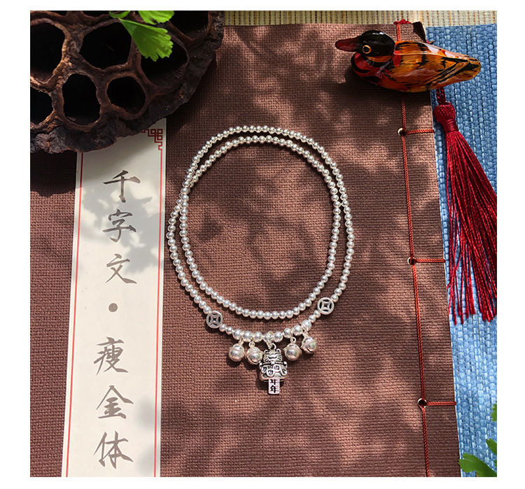 时尚设计S925银脚链女时尚猫铃铛双圈层流行时尚时尚时尚脚踝链详情15