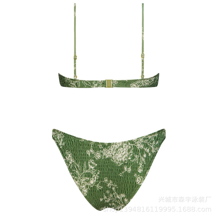 The 11-color INS triangular double-sided swimsuit with strapless and pleated designs from Europe and America has swept the new bikini style pic 22