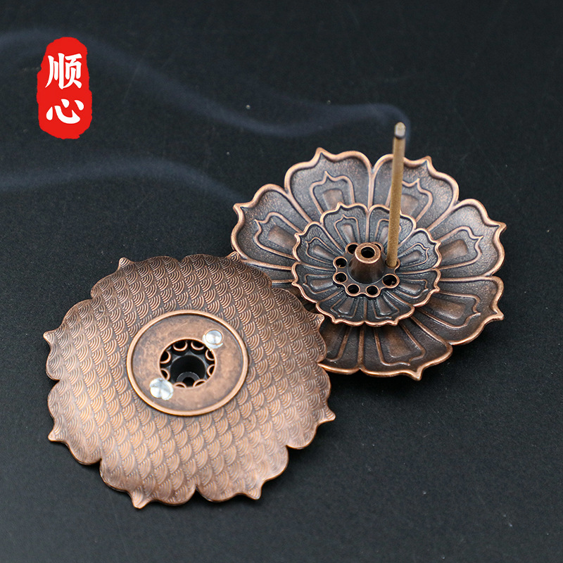 Shunxin Sanbao Lotus Incense Stick Plate, Incense base, Household metal Sandalwood Incense Stick, decorative item, Aroma Diffuser manufacturer wholesale pic 4
