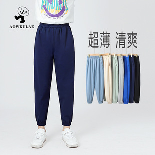 春季韩版新款男童运动长裤 大童纯色加厚毛圈卫裤女童裤子批发详情1