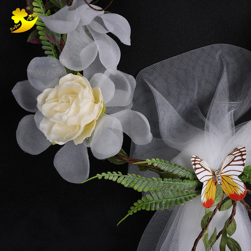 Wholesale forest-themed bridal wreath headscarves, mesh headwear, seaside photo headwear, 2018 new butterfly and cherry blossom headscarves pic 7