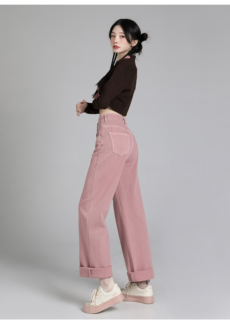 白色牛仔裤女2024年春夏高腰显瘦窄版直筒阔腿裤垂感宽松女拖地裤详情37