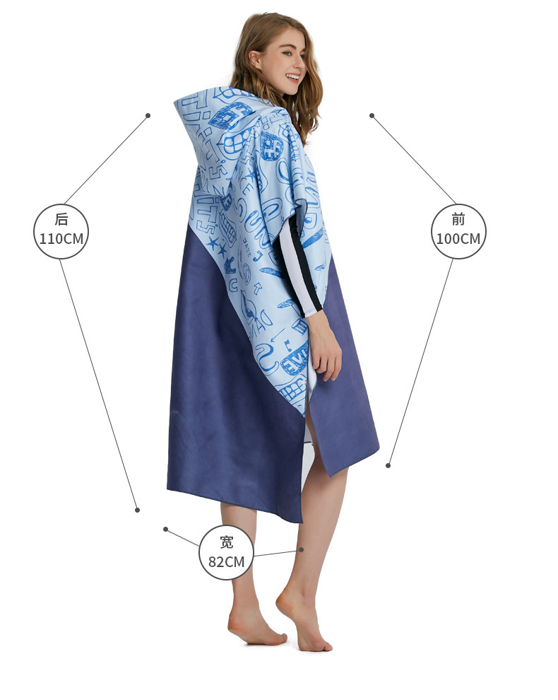 Ultra-fine fiber hooded adult bath towels, quick-drying absorbent beach bath towels, double-sided velvet capes, changing clothes bathrobes pic 11
