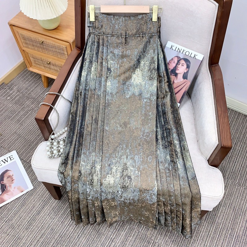In-stock [Drunken Qiongfang] New Chinese-style gilded horse Face dress for Autumn and Winter, retro high-waisted half-body style pic 23
