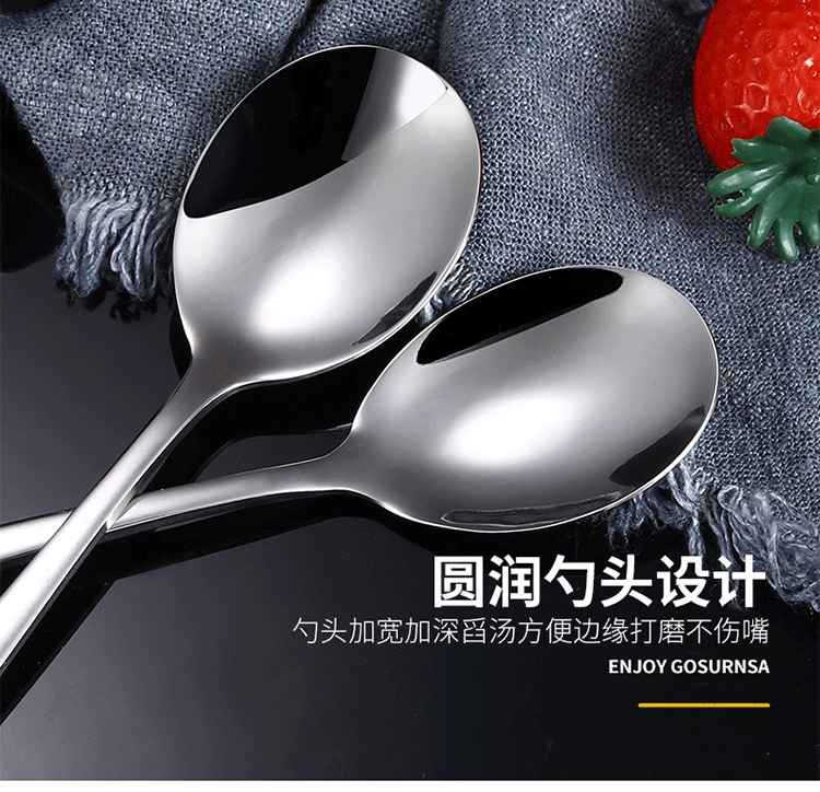 304 stainless steel spoons, Korean-style dessert spoons and forks, coffee long-handled stirring spoons, and rice soup spoons can be customized with logos pic 7