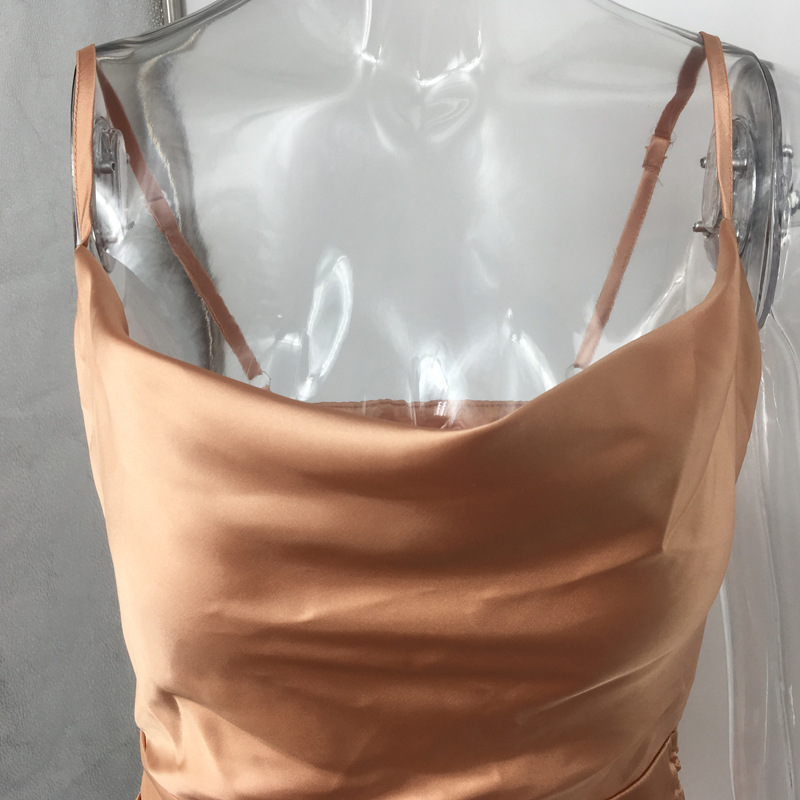 New cross-border Amazon dangling neck halter dress, sexy pleated dress, high-waisted short skirt for women in summer stock pic 72