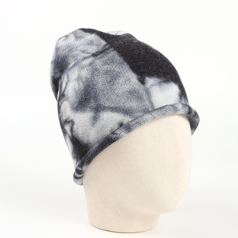 The popular tie-dyed woolen hats for men and women in foreign trade, the warm outdoor rolled-up pile hat, and the hip-hop knitted pullover cold hat for autumn and winter pic 15
