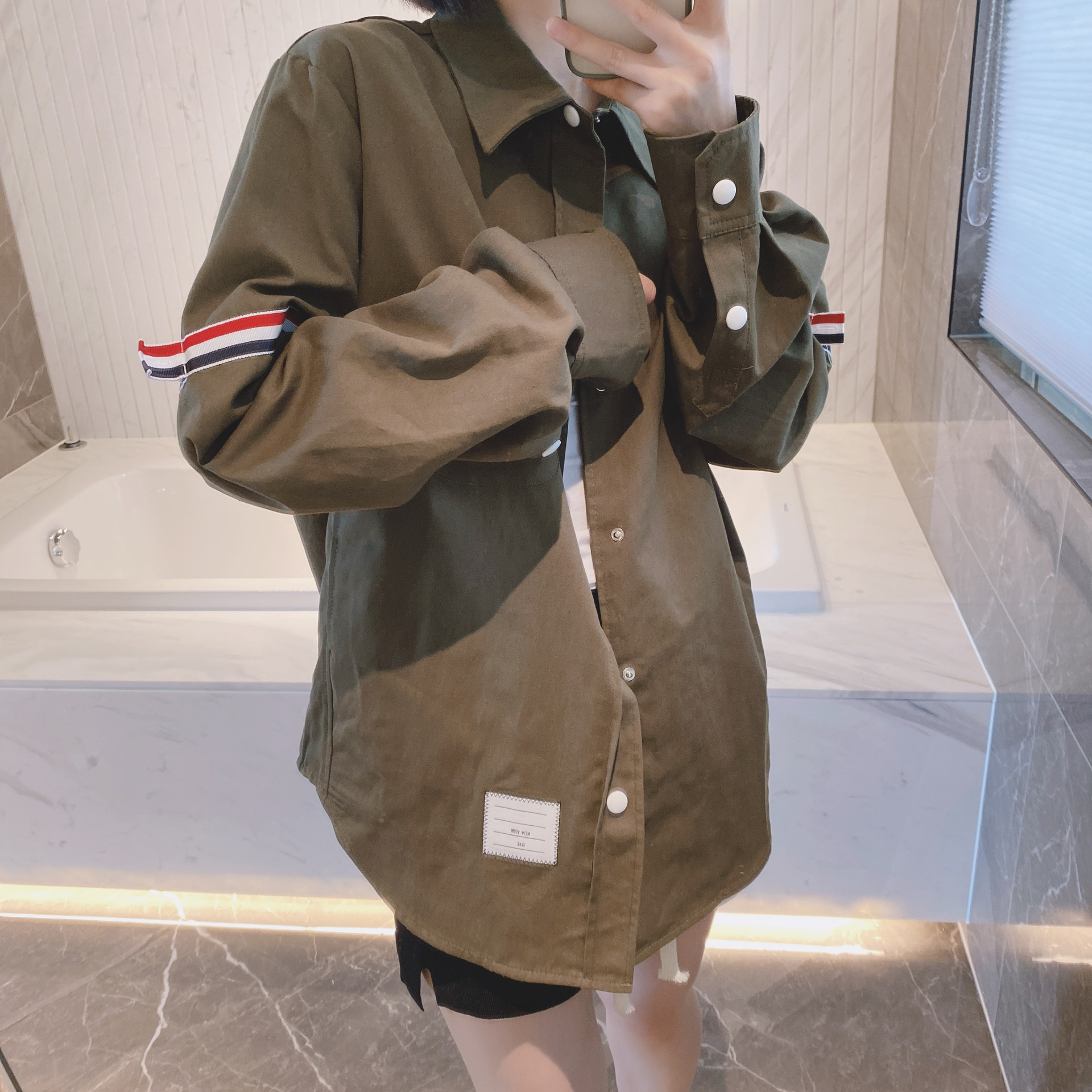 TB casual trendy brand poplin slim-fit solid white shirts for men and women, Oxford fabric shirts for women with long sleeves pic 27