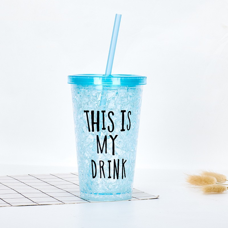 2021创意新款塑料冰酷杯夏日饮料冰杯女 可爱水果吸管杯批发LOGO详情4