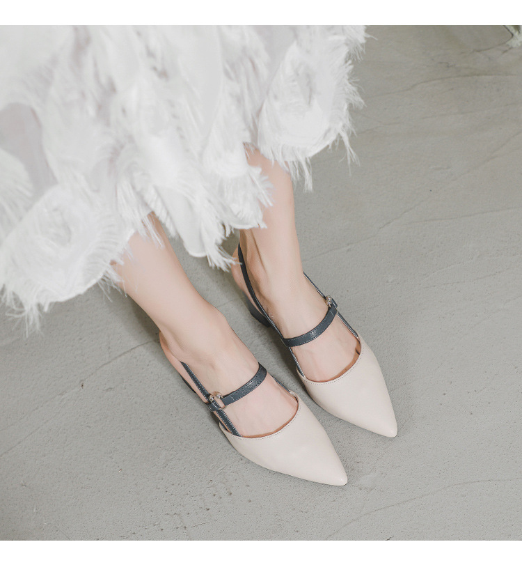 外贸包头凉鞋女夏新款尖头网红高跟鞋时尚后空粗跟时尚配裙子单鞋详情20