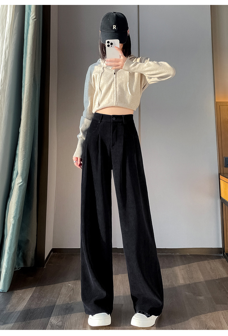 【高品质】欧棉绒阔腿裤秋冬新款加厚女高腰宽松爆款雪尼尔休闲裤详情19