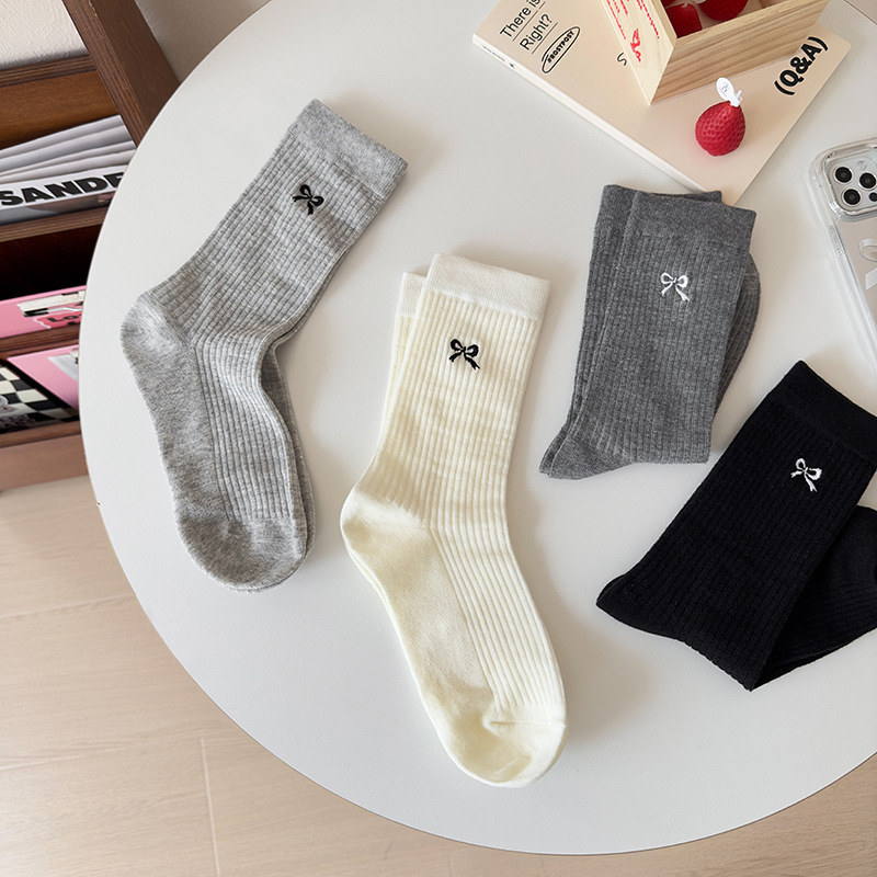 女中筒袜春夏袜子女堆堆袜纯棉条纹袜学院风拉拉袜长筒袜白色袜女详情43