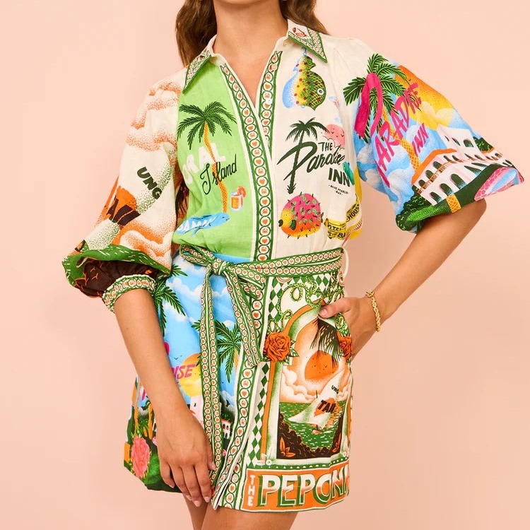 In 2024, the new AliExpress independent station for cross-border shopping between Europe and America offers a casual and fashionable printed shirt, cardigan, and a versatile and elegant dress pic 5