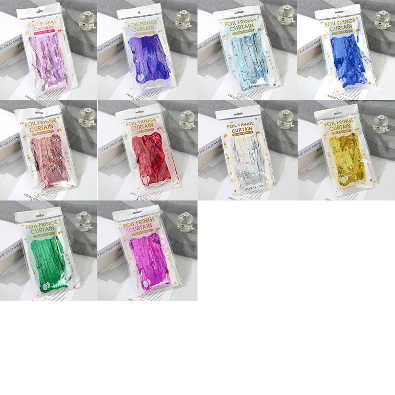 1*2M炫彩高亮镭射雨丝帘儿童节舞台装饰道具生日装饰反光流苏门帘详情1