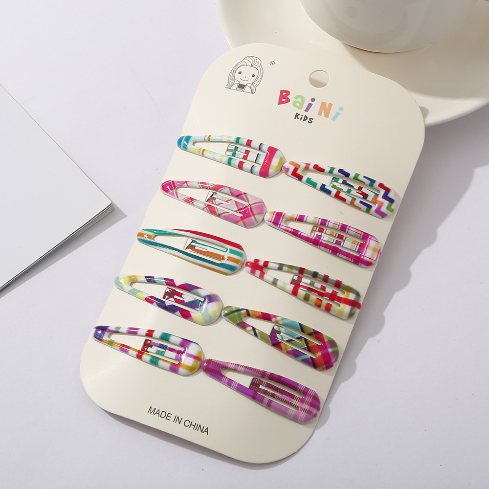 儿童发卡彩色系格纹异形bb夹女童发饰可爱宝宝刘海夹小女孩碎发夹详情5