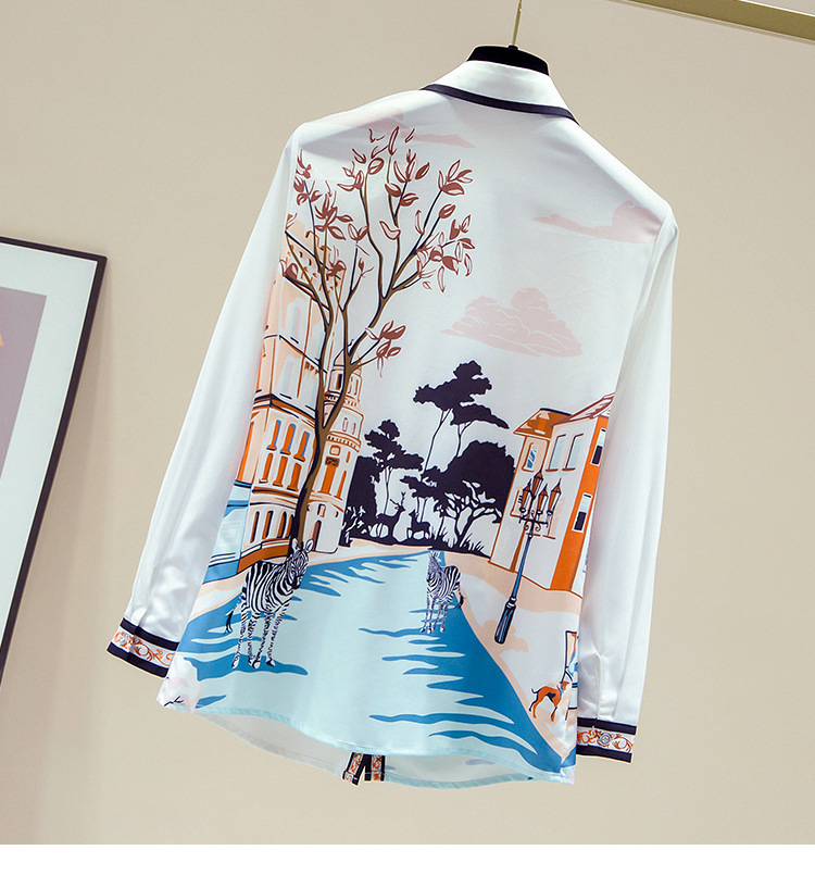 This is a new autumn printed shirt for women, featuring a French long-sleeved style and a loose, slimming look pic 14