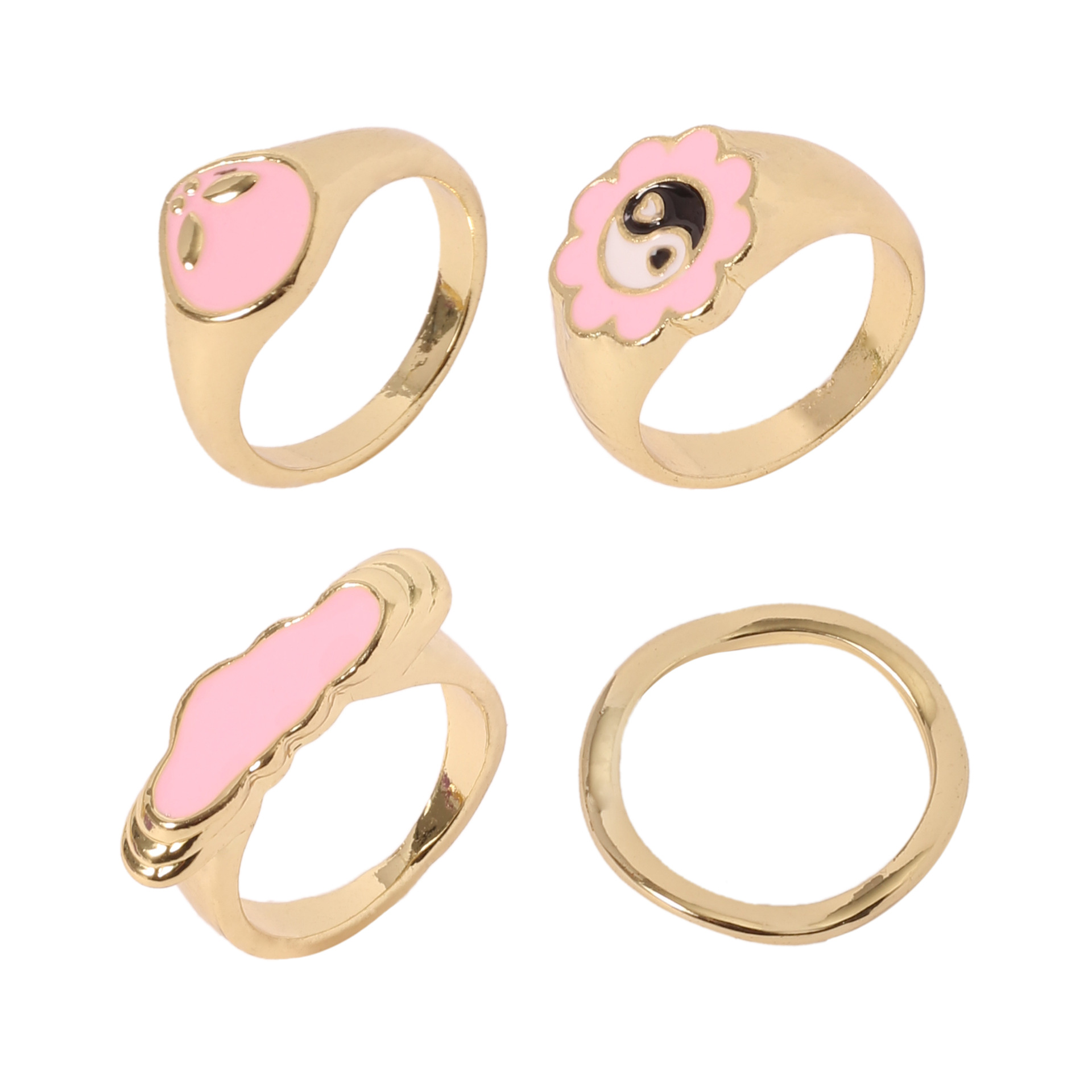 New cross-border ins European and American ring set, sweet, fresh and creative oil-dropping ring, color-preserving electroplated food ring wholesale pic 6