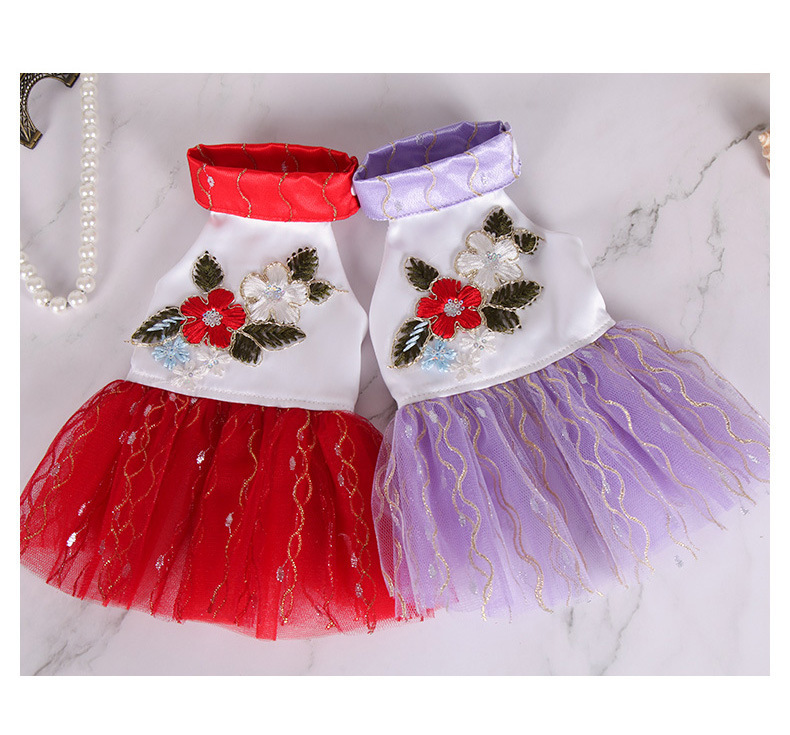 Pet dress, summer gold thread sequined dog dress, cute princess-style lace skirt, cat clothing pic 10