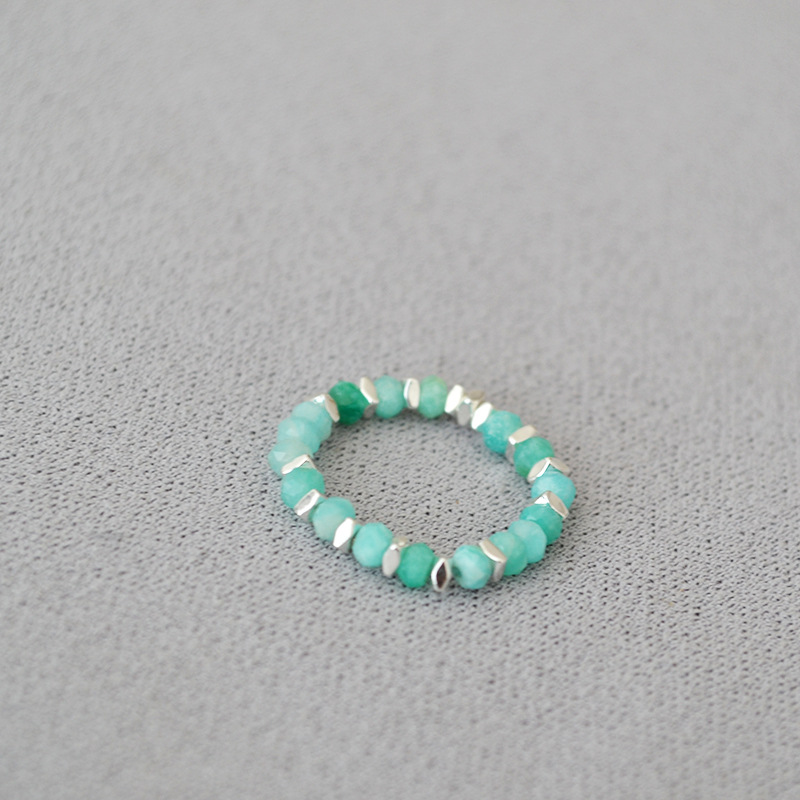 夏日新款复古清凉真石天河石彩色碧玺串珠个性简约弹力戒指食指戒详情9